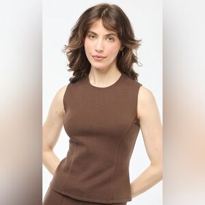 Elegant Brown Sleeveless Tank Top RNWY